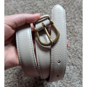 LL Bean Women's Size XL Cream Ivory Genuine Leather Belt